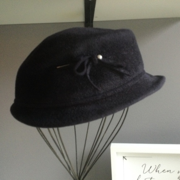 Vintage Fisk Navy Velour Hat - Picture 2 of 4
